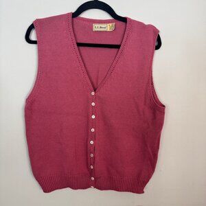 Vintage L.L. Bean Women's Button Front V-Neck Sweater Vest Size Large